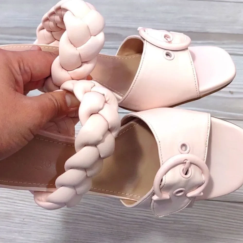 (68-2244) Coutgo Women's Braided Sandals Open Toe Kitten Heels Sz 5